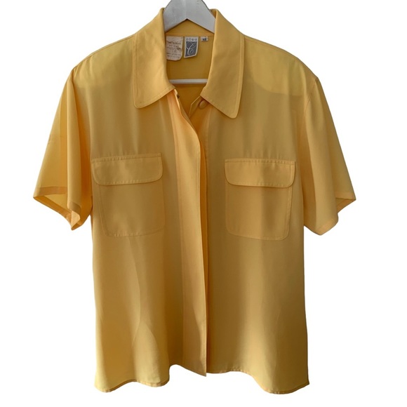 Vintage Cleo Butter Yellow Blouse Women’s Size 12 Retro Madmen 2000s Classic - Picture 1 of 10